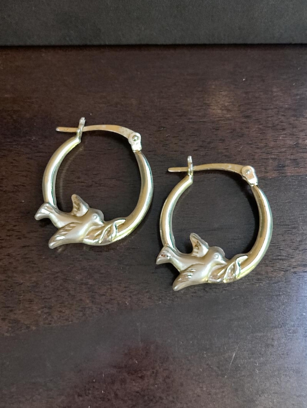 🐦 Vintage Vermeil Sterling Bird Hoop Earrings - Picture 1 of 5